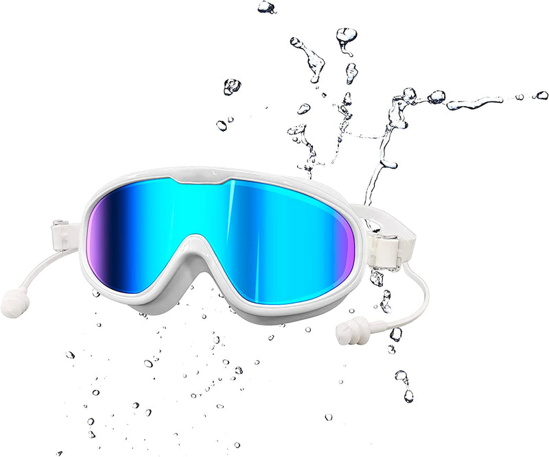 DAY DAY up Kids Swim Goggles, Swimming Goggles for Small Faces Adult, HD Wide Side and anti Fog Spray Kids Goggles for Swimming 8-12,With Conjoined Earplugs and Easy to Adjust (White) Sporting Goods > Outdoor Recreation > Boating & Water Sports > Swimming > Swim Goggles & Masks DAY DAY UP   