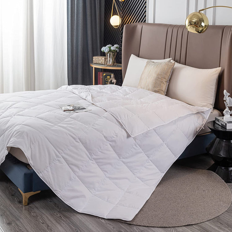 Confibona Lightweight 90% White down Comforter/Blanket,California/Oversized King Size,Duvet Insert for Summer /Warm Weather,Machine Washable,White