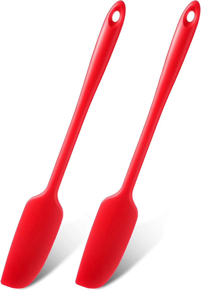 Long Handle Silicone Jar Spatula Non-Stick Rubber Scraper Heat Resistant Spatula Silicone Scraper for Jars, Smoothies, Blenders Cooking Baking Stirring Mixing Tools (2, Red, Black) Home & Garden > Kitchen & Dining > Kitchen Tools & Utensils Patelai Red 2 