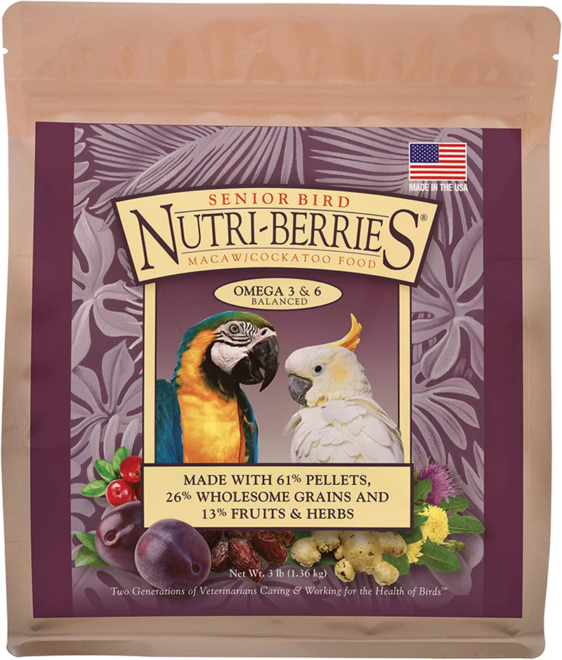 LAFEBER'S Senior Bird Nutri-Berries Pet Bird Food, Made with Non-Gmo and Human-Grade Ingredients, for Macaws & Cockatoos, 10 Oz Animals & Pet Supplies > Pet Supplies > Bird Supplies > Bird Food Lafeber 3 lb  