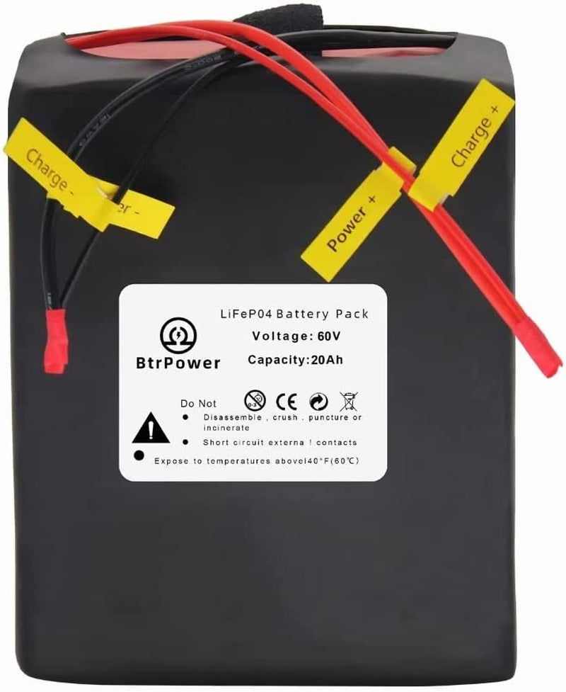 Btrpower Ebike Battery 48V 10AH 18AH 20AH 30AH 50AH Lithium Ion / Lifepo4 Battery Pack with 5A Charger,50A BMS for 300W-3000W Motor Sporting Goods > Outdoor Recreation > Cycling > Bicycles BtrPower 60v 20ah Lifepo4 50a Bms  