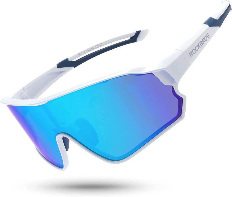 ROCKBROS Polarized Sunglasses UV Protection for Women Men Cycling Sunglasses Sporting Goods > Outdoor Recreation > Winter Sports & Activities ROCK BROS White Blue  