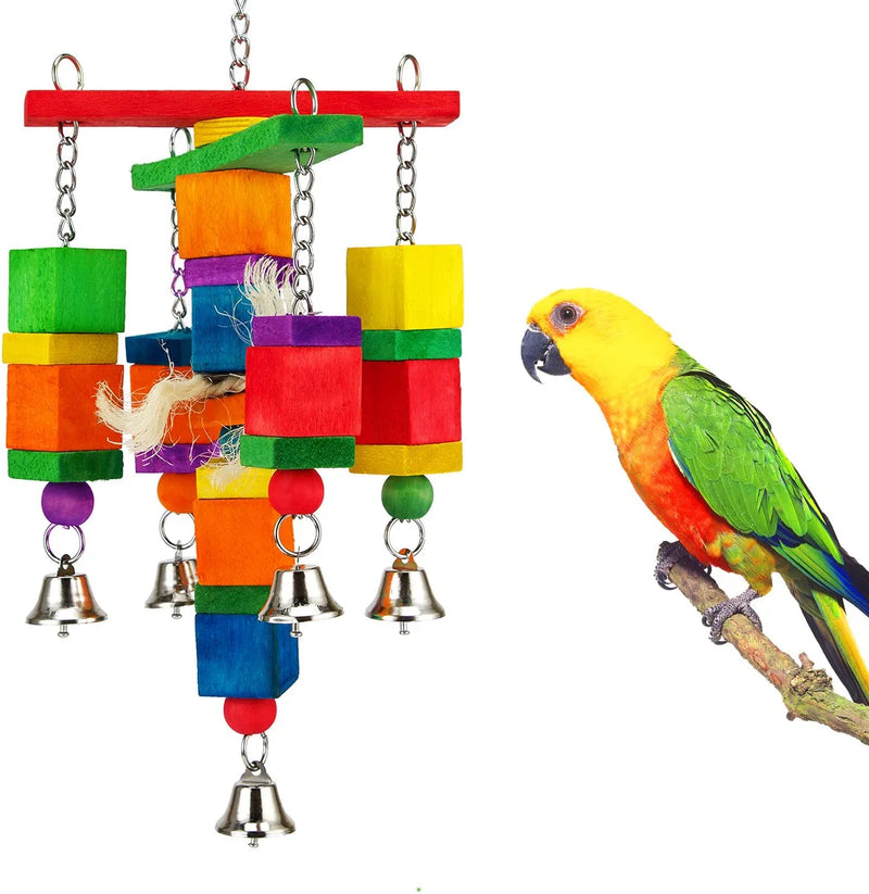 MEWTOGO Colorful Wooden Block Bird Parrot Tearing Toy Suggested for Small and Medium Parrots