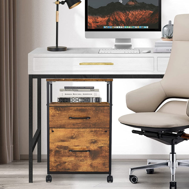 Filing Cabinets with 2 Fabric Drawer Mobile Printer Stand for Home Office under Desk Cabinets with 4 Wheels and Storage Shelves,Rustic Brown File Cabinet Fits for Letter A4 Legal Size Home & Garden > Household Supplies > Storage & Organization Fameill   