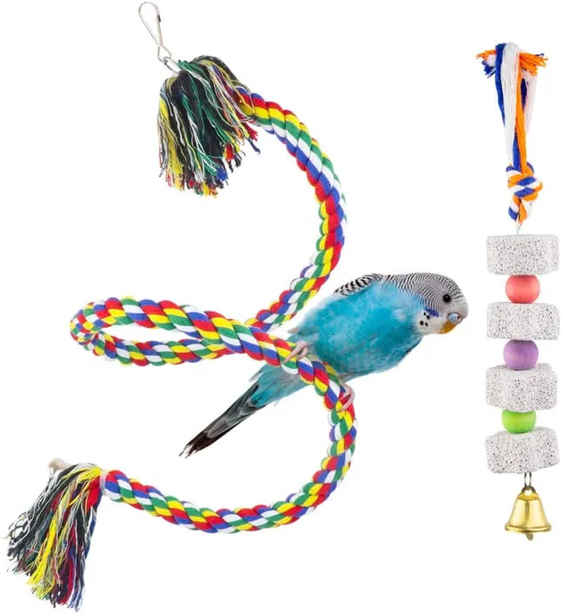 AK KYC Bird Parrot Toys，2 Pack Bird Hanging Foraging Shredder Toys for Small Medium Small Bird Conure Cockatiel Parrotlet Lovebird Budgie