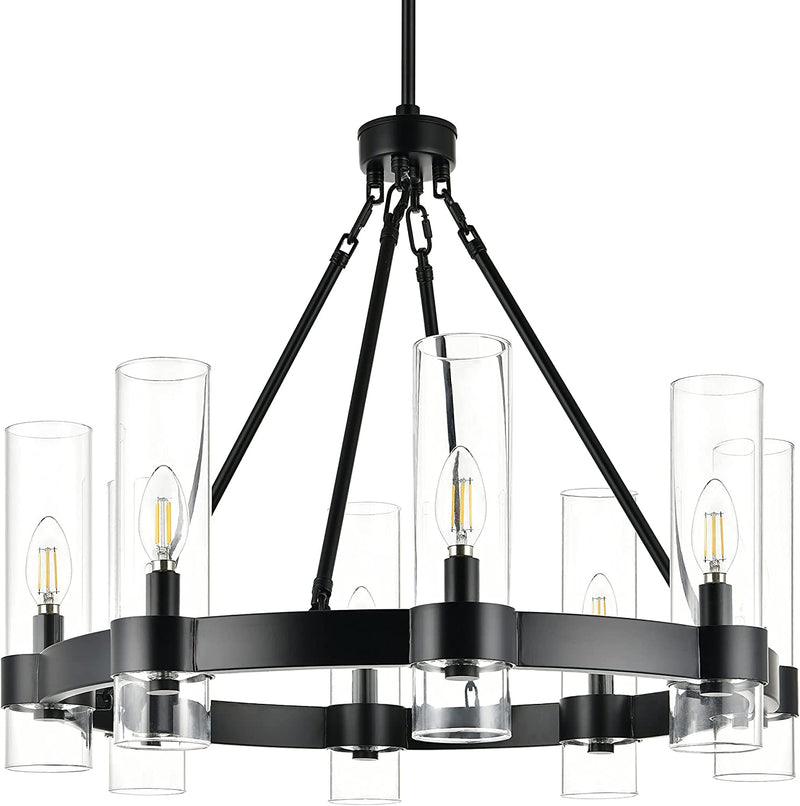 Linea Di Liara Teramo Farmhouse Matte Black Wall Sconce Wall Lighting Modern Bathroom Wall Sconces Wall Lights for Hallway and Bedroom Wall Sconce Lighting Fixture - Frosted Glass Shade Home & Garden > Lighting > Lighting Fixtures > Chandeliers Linea di Liara Black/Clear 26" Chandelier 