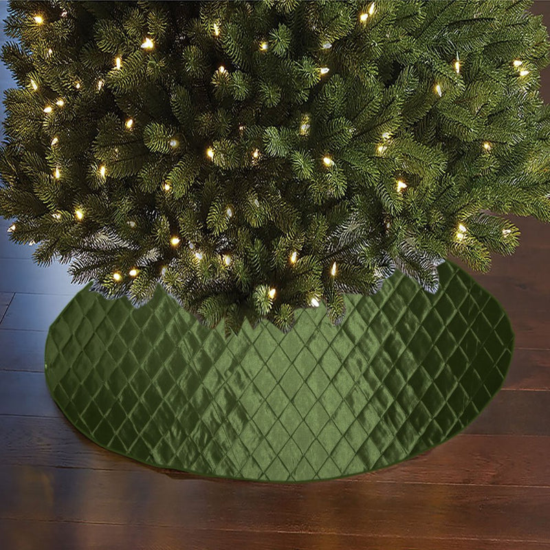Cross Stitch Pintuck Diamond Pattern Tree Skirt Christmas Decoration 56" Round Home & Garden > Decor > Seasonal & Holiday Decorations > Christmas Tree Skirts LoveMyFabric Olive  