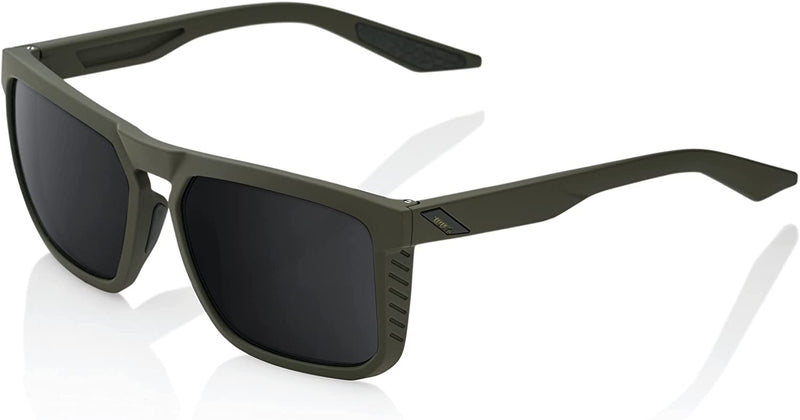 100% Renshaw Square Style Sunglasses Durable Lightweight Active Performance Eyewear Rubber Temple Grip Side Glare Shield Sporting Goods > Outdoor Recreation > Cycling > Cycling Apparel & Accessories 100% Soft Tact Army Green Black Mirror Lens 
