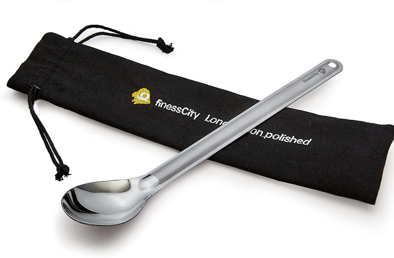 Finesscity Longest Titanium Long Handled Spoon It'S 9.65 Inch/ 245Mm Long Spoon with Bigger Polished Bowl, Titanium Spoon Comes with Waterproof Case Sporting Goods > Outdoor Recreation > Fishing > Fishing Rods finessCity 1 Long Spoon Standard 