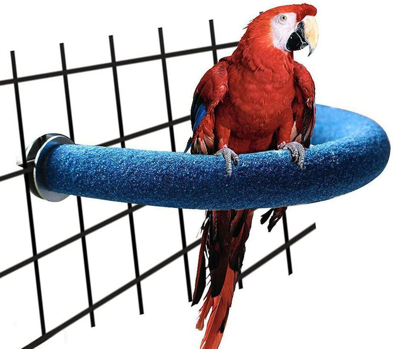 Frgkbtm U Shape Parrot Perch Stand Pet Toy Bird Platform Sand Paw Grinding Clean Stick Cage Exercise Conure Budgie Cockatiel Accessories (Red Large) Animals & Pet Supplies > Pet Supplies > Bird Supplies FrgKbTm Blue  