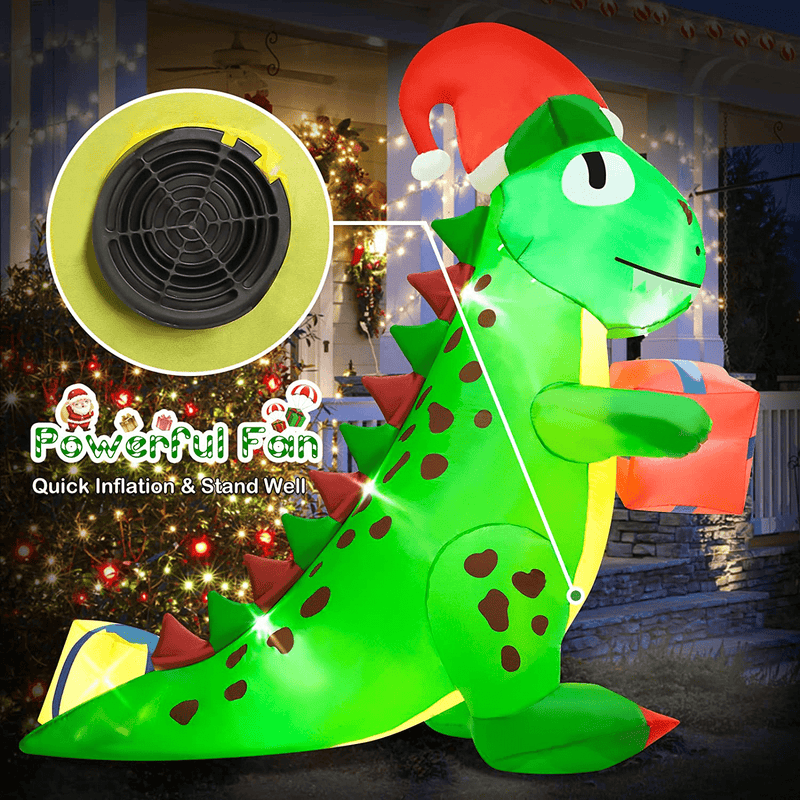 8FT Christmas Dinosaur Inflatable Decoration - Build-in LED Lights Xmas Blow Up Yard Decorations Outdoor Dinosaur Holds Xmas-Gift Boxes for Holiday Party Indoor Outdoor Garden Lawn Decor Home & Garden > Decor > Seasonal & Holiday Decorations& Garden > Decor > Seasonal & Holiday Decorations HUUIDY   