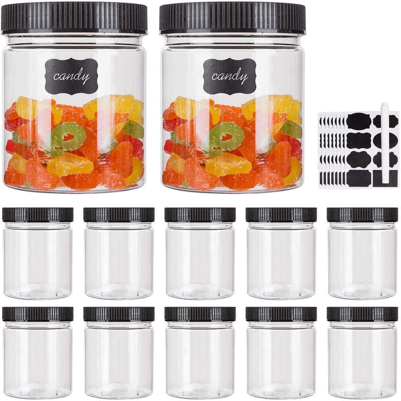 8Oz Plastic Jars with Lids, Accguan Airtight Container for Food Storage, Clear Plastic Jars Ideal for Dry Food, Peanut Butter, Honey and Jam Storage, Set of 20 Home & Garden > Decor > Decorative Jars Accguan 16 oz  