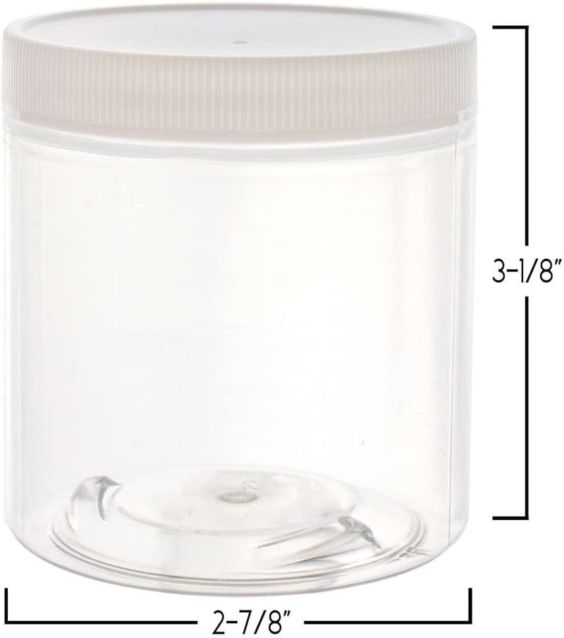 8Oz Plastic Wide-Mouth Storage Jars (12 Pack) with Labels - Large Straight-Sided Clear Empty Refillable Food-Grade Bpa-Free PET Containers with White Screw-On Lids - 70Mm 70-400 70/400 Home & Garden > Decor > Decorative Jars Chica and Jo   