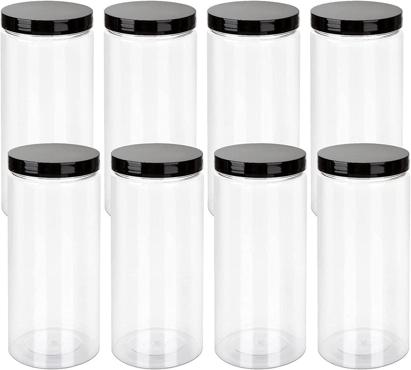 8Pack 32 Oz Plastic Jars with Airtight Lids Wide Mouth Mason Jars Empty Storage Containers Quart Size Canisters Large Food Containers for Kitchen & Household Storage of Dry Goods, Peanut Butter, Nuts Home & Garden > Decor > Decorative Jars shanqian   