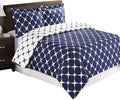 8PC Bloomingdale Navy and White California King Size Bed in a Bag Set Include: 3Pc Duvet Cover Set + 4Pc Sheet Set+ 1Pc down Alternative Comforter Home & Garden > Linens & Bedding > Bedding > Quilts & Comforters sheetsnthings Navy/White California King 
