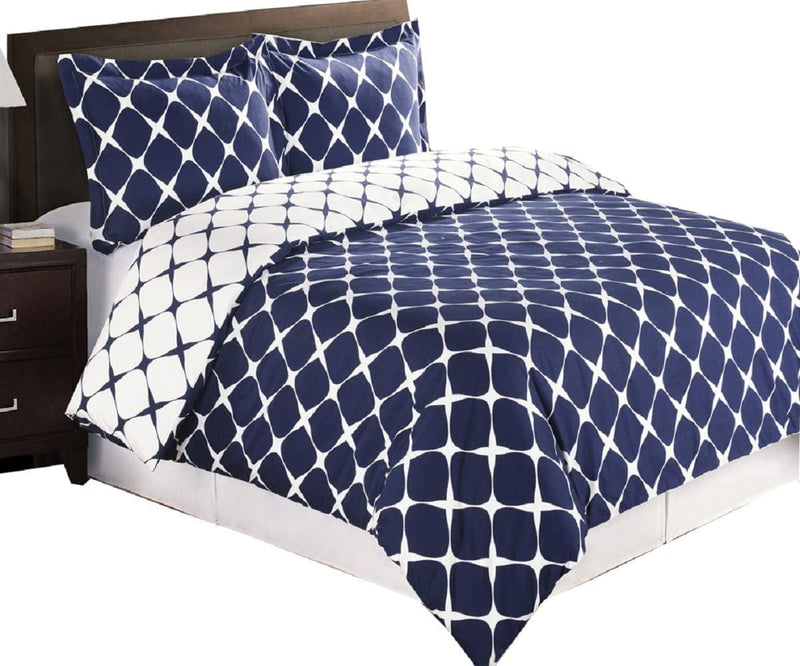 8PC Bloomingdale Navy and White California King Size Bed in a Bag Set Include: 3Pc Duvet Cover Set + 4Pc Sheet Set+ 1Pc down Alternative Comforter Home & Garden > Linens & Bedding > Bedding > Quilts & Comforters sheetsnthings Navy/White King 