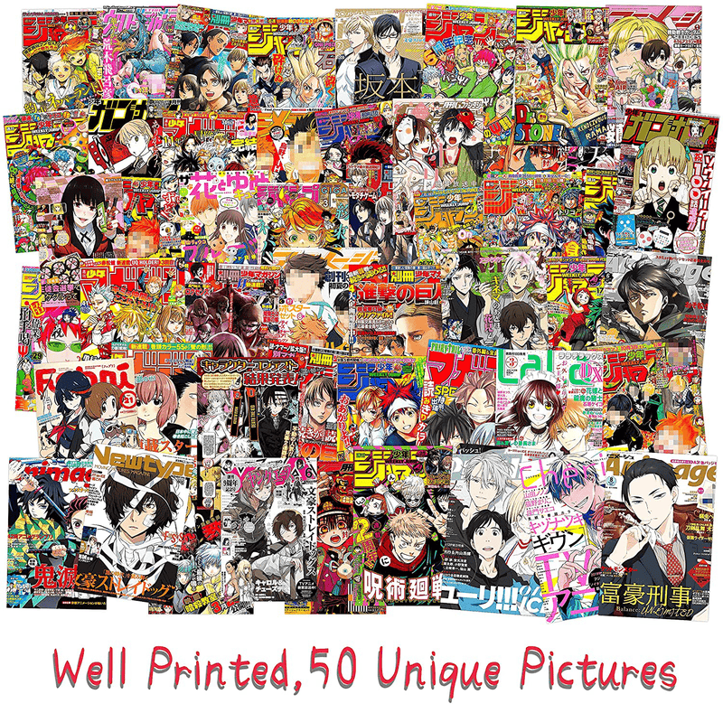 8TEHEVIN 50PCS Anime Magazine Covers Aesthetic Pictures Wall Collage Kit, Trendy Small Posters for Dorm Decor, Anime Style Wall Art Print, Aesthetic Photo Collection, Bedroom Decor for Teens Boy Girl Home & Garden > Decor > Artwork > Posters, Prints, & Visual Artwork 8TEHEVIN   