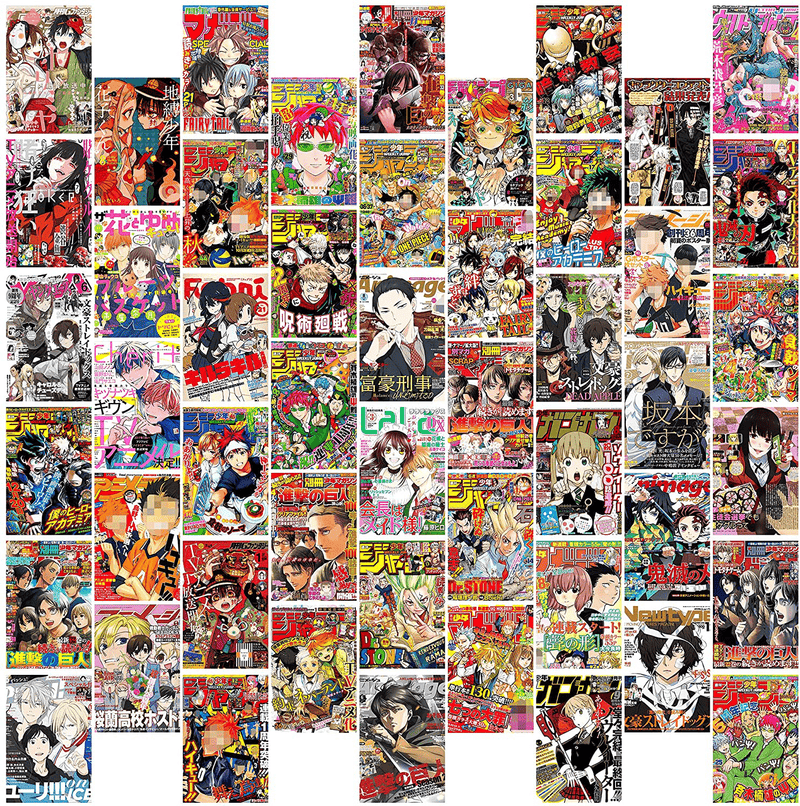 8TEHEVIN 50PCS Anime Magazine Covers Aesthetic Pictures Wall Collage Kit, Trendy Small Posters for Dorm Decor, Anime Style Wall Art Print, Aesthetic Photo Collection, Bedroom Decor for Teens Boy Girl Home & Garden > Decor > Artwork > Posters, Prints, & Visual Artwork 8TEHEVIN   