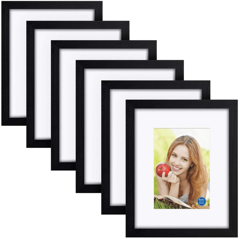 8x10 inch Picture Frames Made of Solid Wood and HD Glass Display Photos 5x7 with Mat or 8x10 Without Mat 6PK Black Home & Garden > Decor > Picture Frames RR ROUND RICH DESIGN 6 8x10 