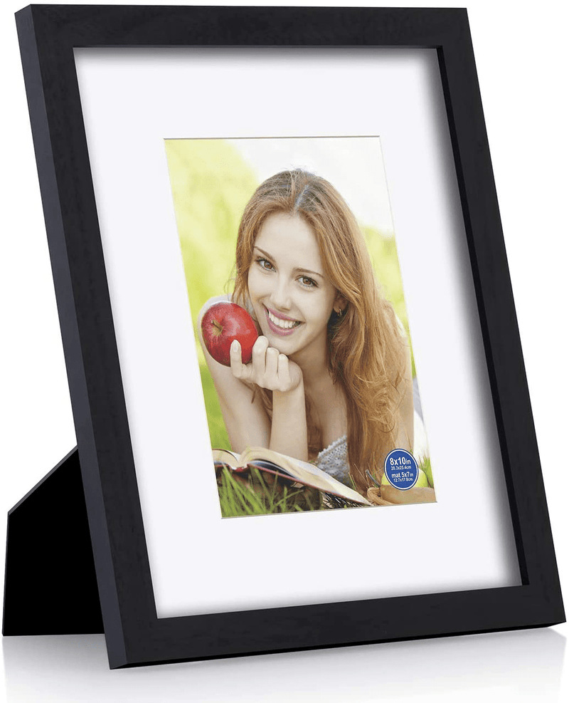 8x10 inch Picture Frames Made of Solid Wood and HD Glass Display Photos 5x7 with Mat or 8x10 Without Mat 6PK Black Home & Garden > Decor > Picture Frames RR ROUND RICH DESIGN   