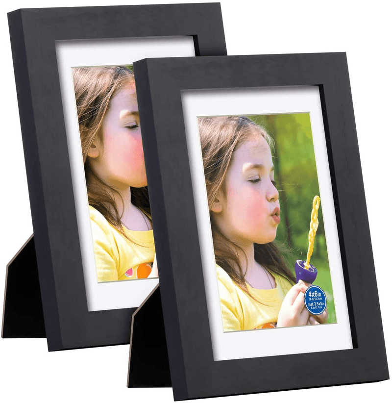 8x10 inch Picture Frames Made of Solid Wood and HD Glass Display Photos 5x7 with Mat or 8x10 Without Mat 6PK Black Home & Garden > Decor > Picture Frames RR ROUND RICH DESIGN 1 4x6 