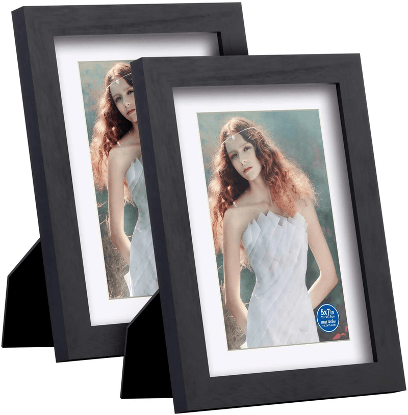 8x10 inch Picture Frames Made of Solid Wood and HD Glass Display Photos 5x7 with Mat or 8x10 Without Mat 6PK Black Home & Garden > Decor > Picture Frames RR ROUND RICH DESIGN 1 5x7 
