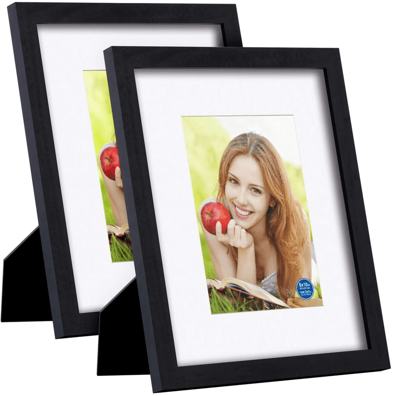 8x10 inch Picture Frames Made of Solid Wood and HD Glass Display Photos 5x7 with Mat or 8x10 Without Mat 6PK Black Home & Garden > Decor > Picture Frames RR ROUND RICH DESIGN 2 8x10 