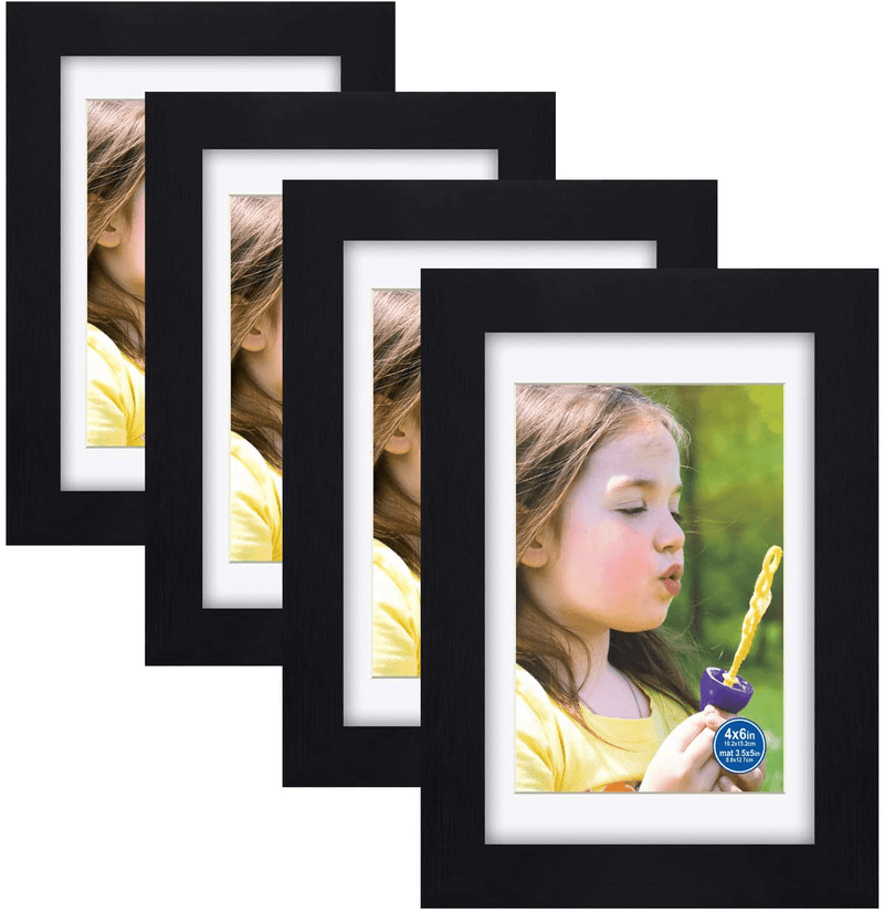 8x10 inch Picture Frames Made of Solid Wood and HD Glass Display Photos 5x7 with Mat or 8x10 Without Mat 6PK Black Home & Garden > Decor > Picture Frames RR ROUND RICH DESIGN 4 4x6 