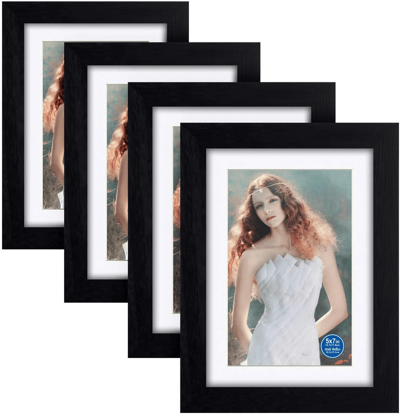 8x10 inch Picture Frames Made of Solid Wood and HD Glass Display Photos 5x7 with Mat or 8x10 Without Mat 6PK Black Home & Garden > Decor > Picture Frames RR ROUND RICH DESIGN 4 5x7 