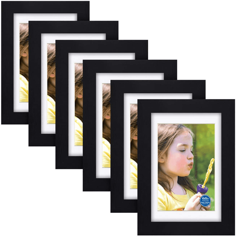 8x10 inch Picture Frames Made of Solid Wood and HD Glass Display Photos 5x7 with Mat or 8x10 Without Mat 6PK Black Home & Garden > Decor > Picture Frames RR ROUND RICH DESIGN 6 4x6 