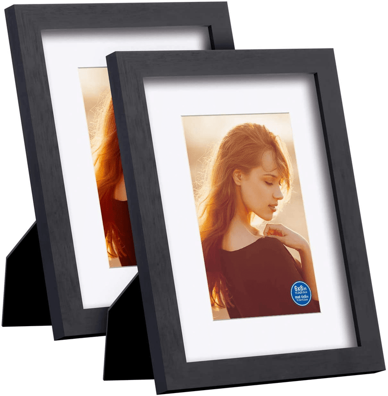 8x10 inch Picture Frames Made of Solid Wood and HD Glass Display Photos 5x7 with Mat or 8x10 Without Mat 6PK Black Home & Garden > Decor > Picture Frames RR ROUND RICH DESIGN 2 6x8 