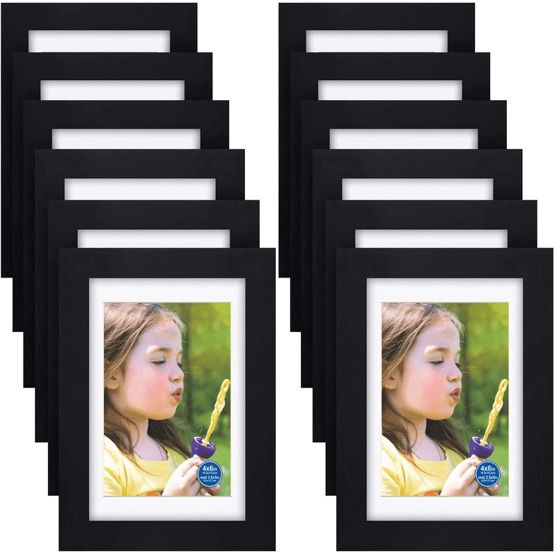 8x10 inch Picture Frames Made of Solid Wood and HD Glass Display Photos 5x7 with Mat or 8x10 Without Mat 6PK Black Home & Garden > Decor > Picture Frames RR ROUND RICH DESIGN 12 4x6 