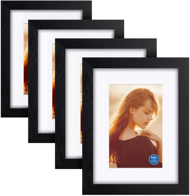8x10 inch Picture Frames Made of Solid Wood and HD Glass Display Photos 5x7 with Mat or 8x10 Without Mat 6PK Black Home & Garden > Decor > Picture Frames RR ROUND RICH DESIGN 4 6x8 