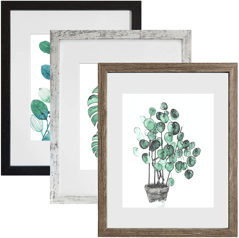 8x10 Picture Frame Distressed Frame for Wall or Tabletop Set of 3, Rustic Photo Frame Decor Home & Garden > Decor > Picture Frames SESEAT Black&Grey&Silver 11x14 
