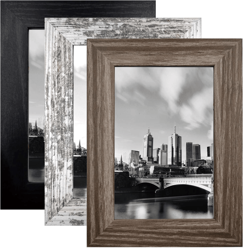 8x10 Picture Frame Distressed Frame for Wall or Tabletop Set of 3, Rustic Photo Frame Decor Home & Garden > Decor > Picture Frames SESEAT Black&Grey&Silver 4x6 