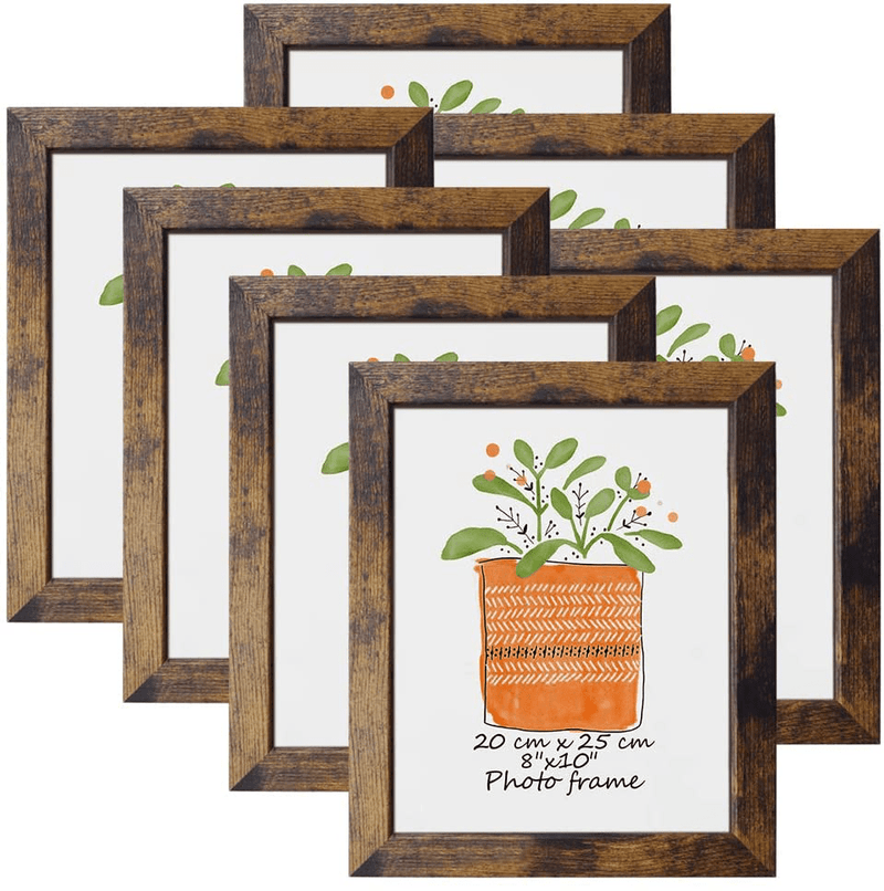 8x10 Picture Frame Rustic Brown Frames Fits 8 by 10 Inch Prints Wall Tabletop Display, 7 Pack Home & Garden > Decor > Picture Frames PETAFLOP 8x10  