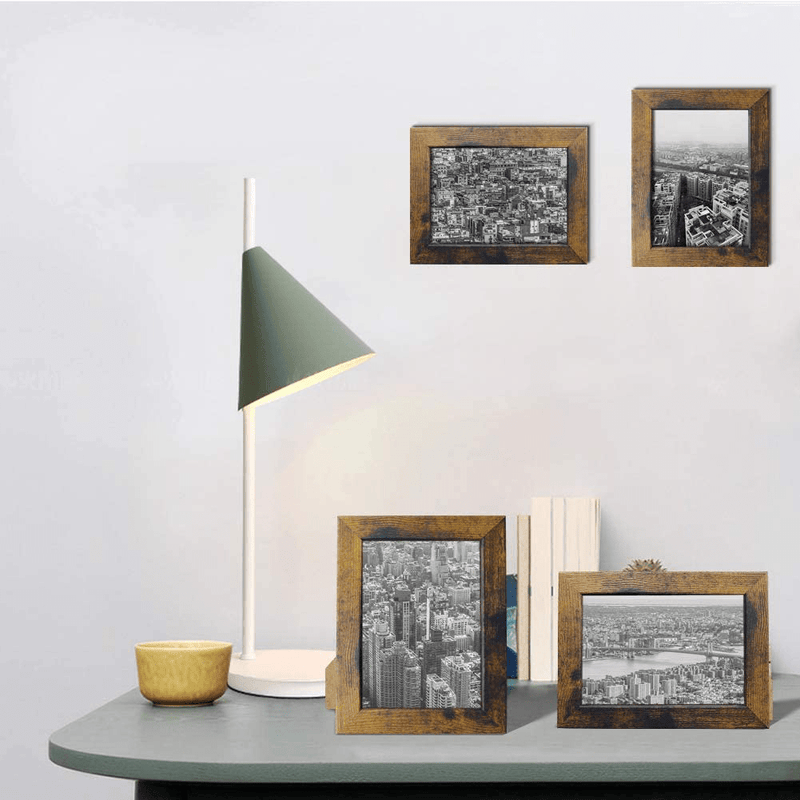 8x10 Picture Frame Rustic Brown Frames Fits 8 by 10 Inch Prints Wall Tabletop Display, 7 Pack Home & Garden > Decor > Picture Frames PETAFLOP   