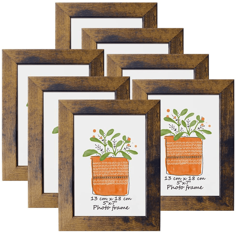 8x10 Picture Frame Rustic Brown Frames Fits 8 by 10 Inch Prints Wall Tabletop Display, 7 Pack Home & Garden > Decor > Picture Frames PETAFLOP 5x7  