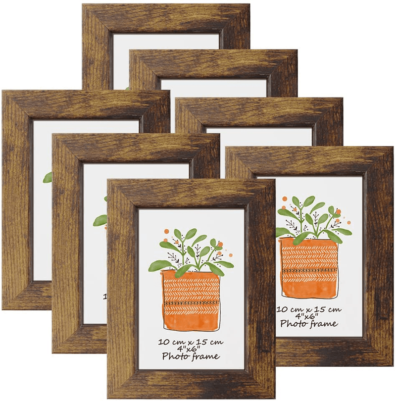 8x10 Picture Frame Rustic Brown Frames Fits 8 by 10 Inch Prints Wall Tabletop Display, 7 Pack Home & Garden > Decor > Picture Frames PETAFLOP 4x6  