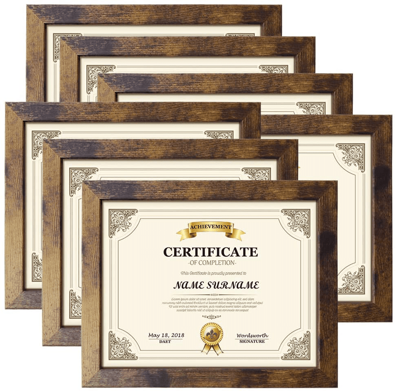 8x10 Picture Frame Rustic Brown Frames Fits 8 by 10 Inch Prints Wall Tabletop Display, 7 Pack Home & Garden > Decor > Picture Frames PETAFLOP 8.5x11  