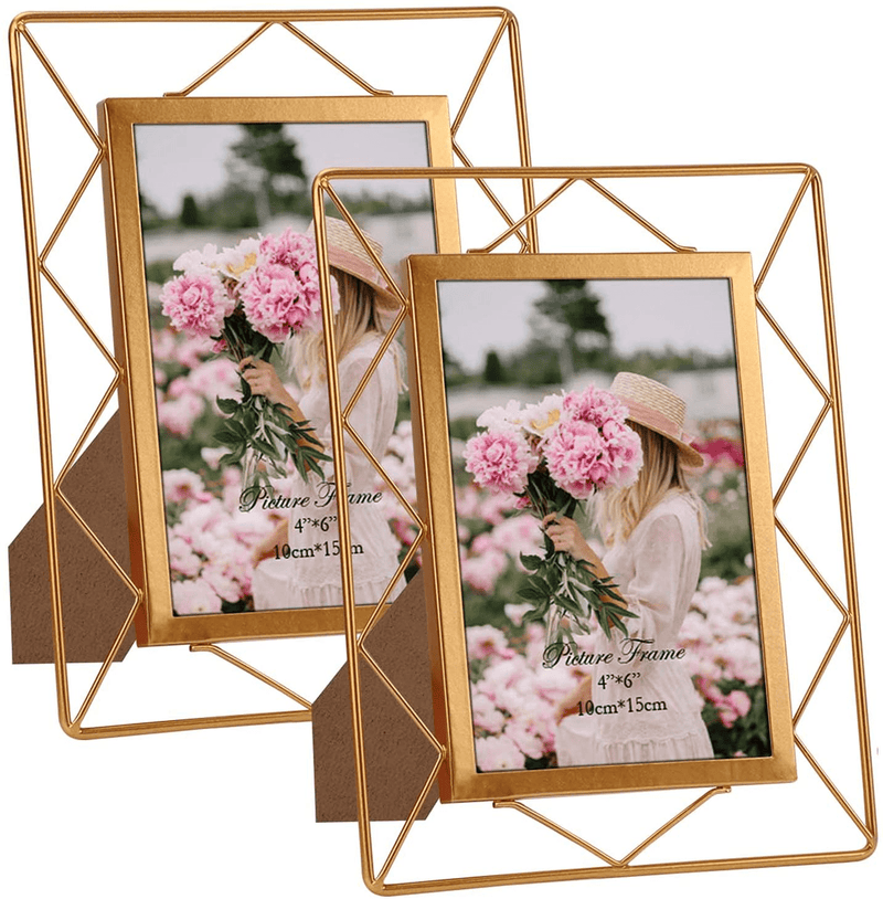 8x10 Picture Frame Set of 2, Metal Frames Fits 8 by 10 Inch Photo Tabletop or Wall Mounting Display Home & Garden > Decor > Picture Frames SPEPLA 4x6  