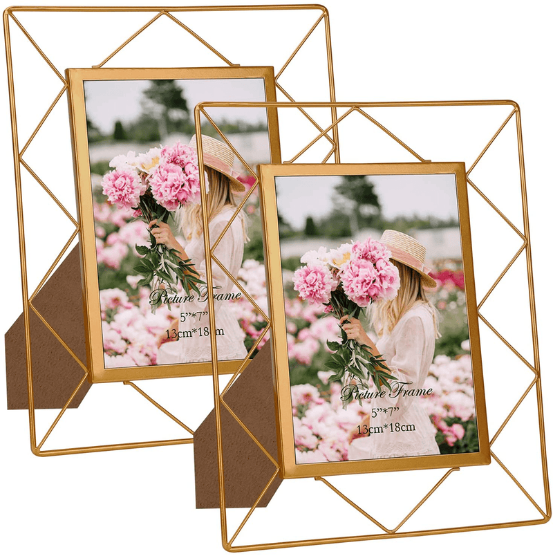 8x10 Picture Frame Set of 2, Metal Frames Fits 8 by 10 Inch Photo Tabletop or Wall Mounting Display Home & Garden > Decor > Picture Frames SPEPLA 5x7  