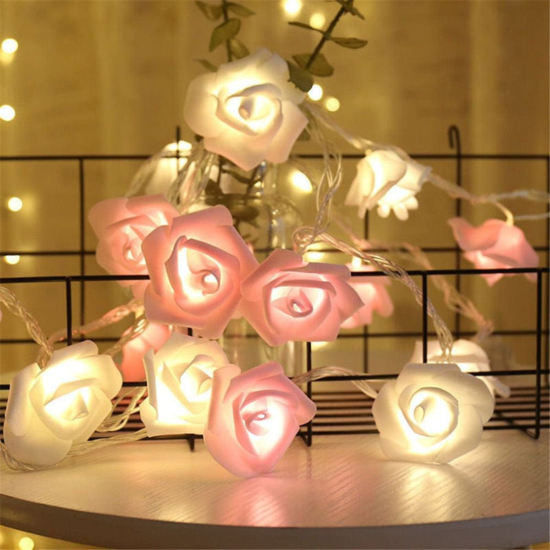 9.8Ft 20 LED Pink&White Rose Lights Battery Operated String Lights Artificial Flowers Lights, Aousthop Large Rose Flower, Unique Gifts for Christmas Wedding Valentine'S Day Anniversary Birthday Home & Garden > Decor > Seasonal & Holiday Decorations Aousthop   