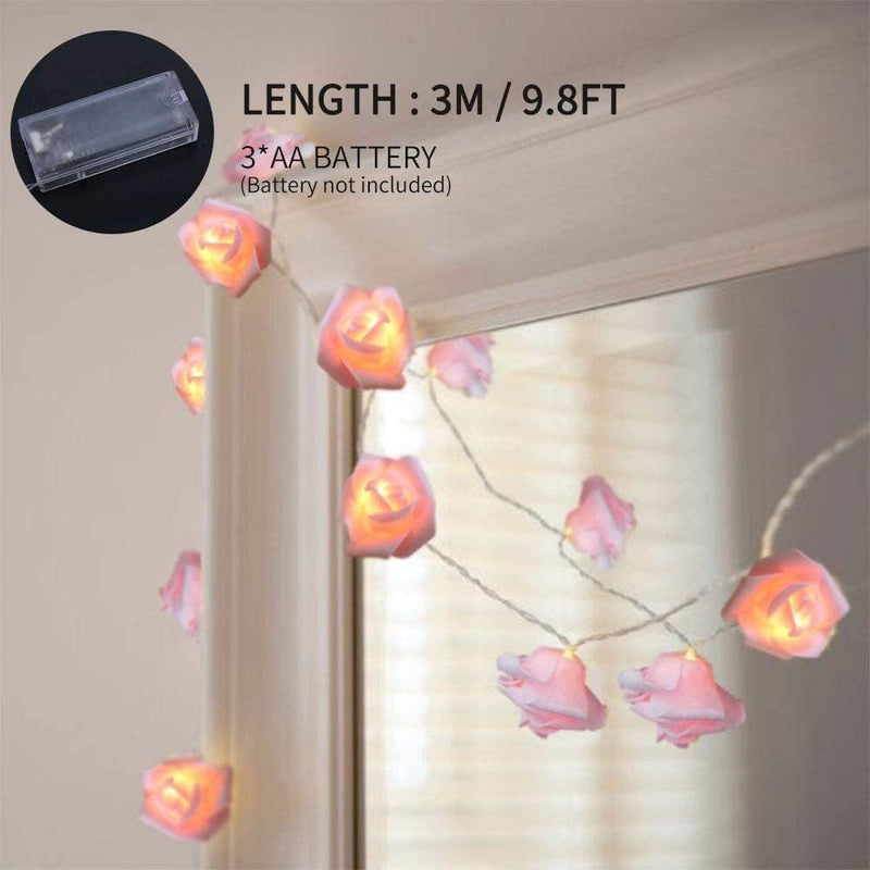 9.8Ft 20 LED Pink&White Rose Lights Battery Operated String Lights Artificial Flowers Lights, Aousthop Large Rose Flower, Unique Gifts for Christmas Wedding Valentine'S Day Anniversary Birthday Home & Garden > Decor > Seasonal & Holiday Decorations Aousthop   