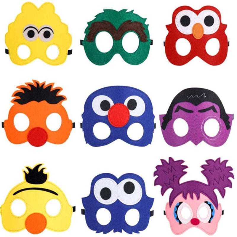 9 Pcs Felt Masks for Sesame Elmo Party - Great Quality Eco-Felt and Fleece Apparel & Accessories > Costumes & Accessories > Masks Elmo Masks   