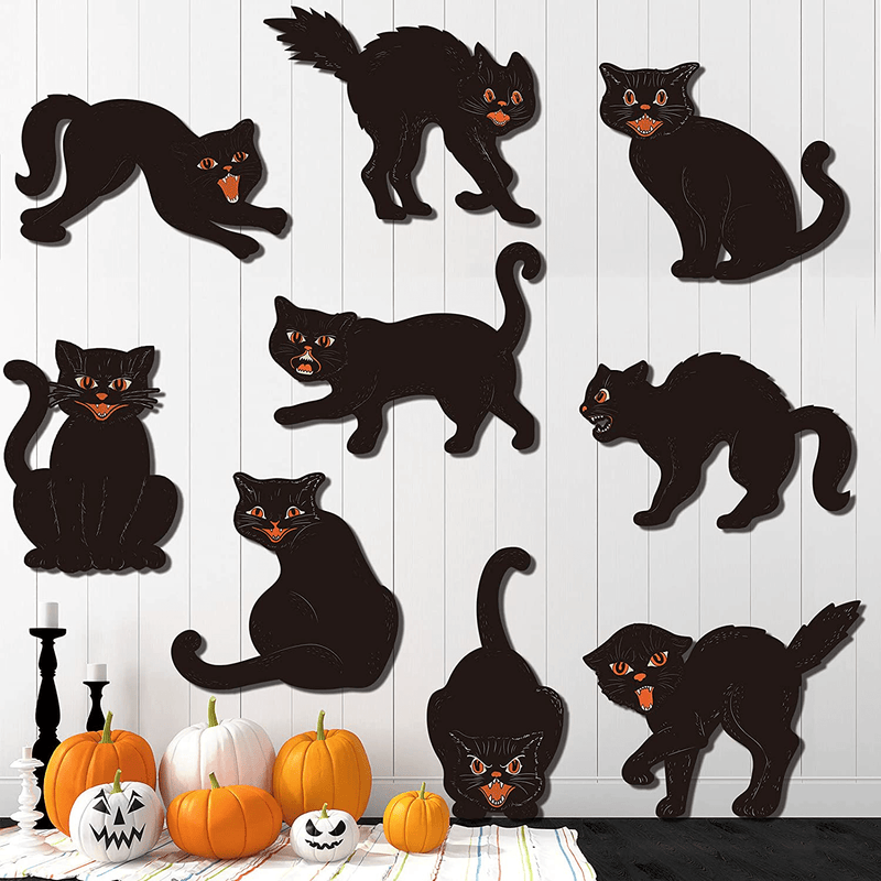 9 Pieces Halloween Decorations, vintage Black Cat Silhouettes Cardboard Scary Halloween Paper Classic CutOuts Halloween Door Home Wall Window Decals for Halloween Trick or Treat Party Supplies Favor Arts & Entertainment > Party & Celebration > Party Supplies Chrisfall Default Title  