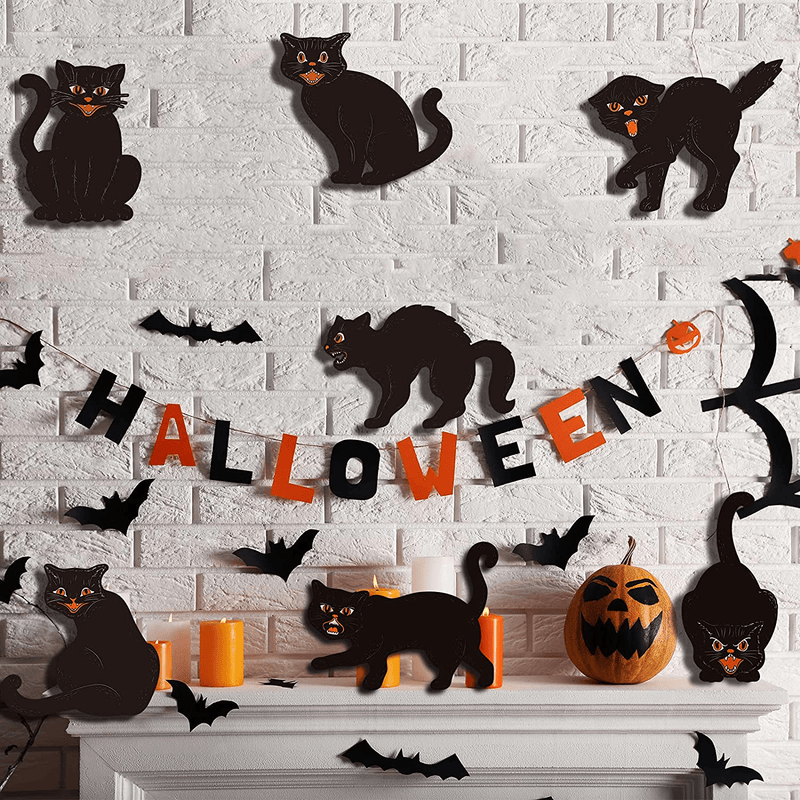 9 Pieces Halloween Decorations, vintage Black Cat Silhouettes Cardboard Scary Halloween Paper Classic CutOuts Halloween Door Home Wall Window Decals for Halloween Trick or Treat Party Supplies Favor Arts & Entertainment > Party & Celebration > Party Supplies Chrisfall   