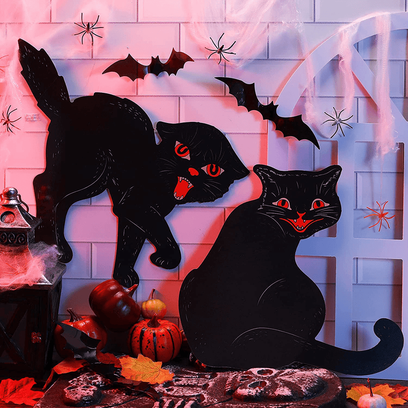 9 Pieces Halloween Decorations, vintage Black Cat Silhouettes Cardboard Scary Halloween Paper Classic CutOuts Halloween Door Home Wall Window Decals for Halloween Trick or Treat Party Supplies Favor Arts & Entertainment > Party & Celebration > Party Supplies Chrisfall   