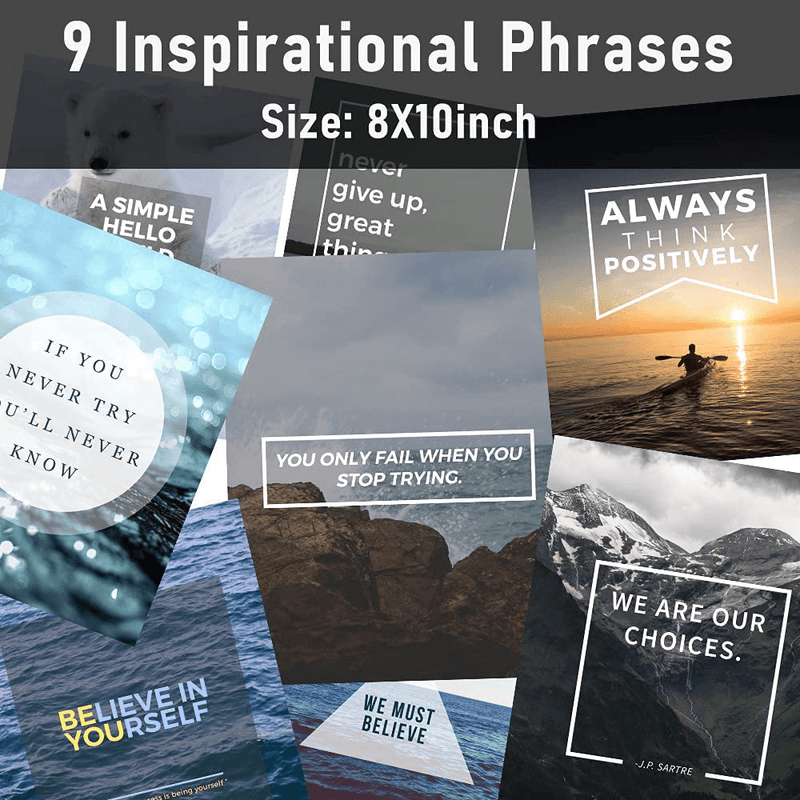 9 Pieces Inspirational Wall Art, Motivational Positive Quotes Sayings Posters, Wall Art Painting Print Decor for Home Bedroom Office Gym, Daily Affirmations for Men, Women（Unframed, 10X8 Inch） Home & Garden > Decor > Artwork > Posters, Prints, & Visual Artwork WOW DING   