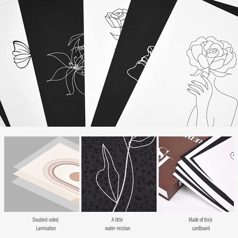 9 Pieces Minimalist Line Art Prints 8 X 10 Inch Abstract Aesthetic Poster Unframed Woman & Flower Feminine Modern Wall Decor, Waterproof Black White Female Face Theme Drawing for Home Home & Garden > Decor > Artwork > Posters, Prints, & Visual Artwork DesertCreations   